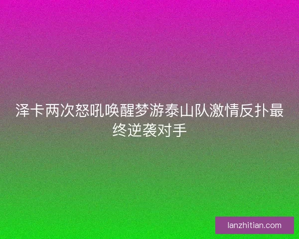 泽卡两次怒吼唤醒梦游泰山队激情反扑最终逆袭对手 泽卡两次怒吼唤醒梦游泰山队激情反扑最终逆袭对手