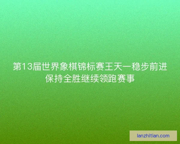 第13届世界象棋锦标赛王天一稳步前进保持全胜继续领跑赛事